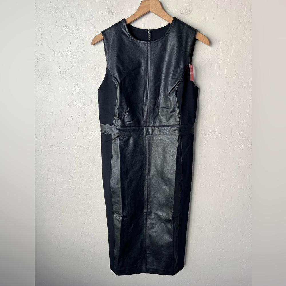 NWT Spanx faux Leather Combo Fitted Dress black medium - Picture 7 of 12